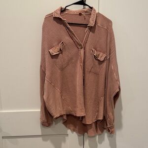 Free People Pink Button Down Shirt